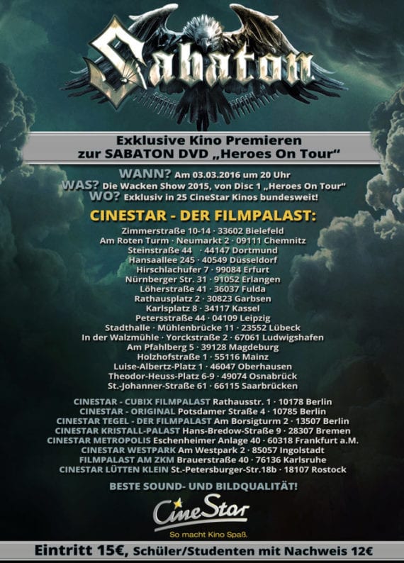 Flyer: Sabaton-Heroes on Tour