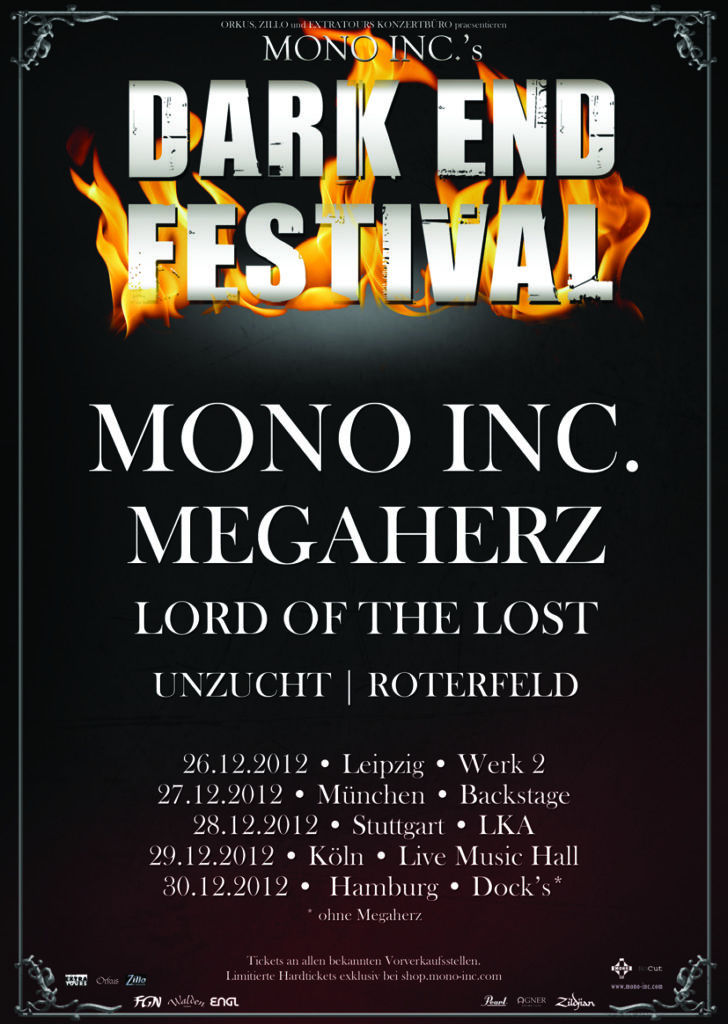 Official Flyer: Mono Inc. Dark End Festival 2012