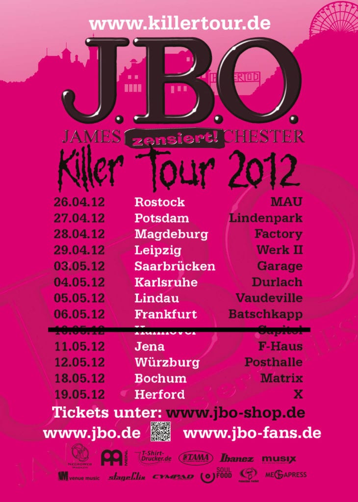 Flyer: J.B.O. Killer Tour 2012