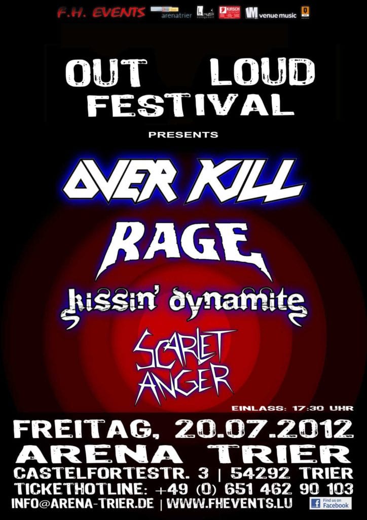 Out Loud Festival 2012 - 20.07.2012 - Trier, Arena mit Scarlet Anger, kissin' dynamite, Rage und Overkill